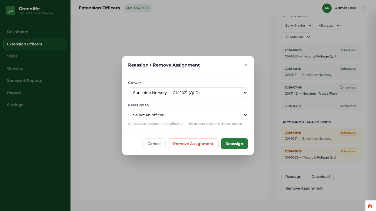 Reassign grower form