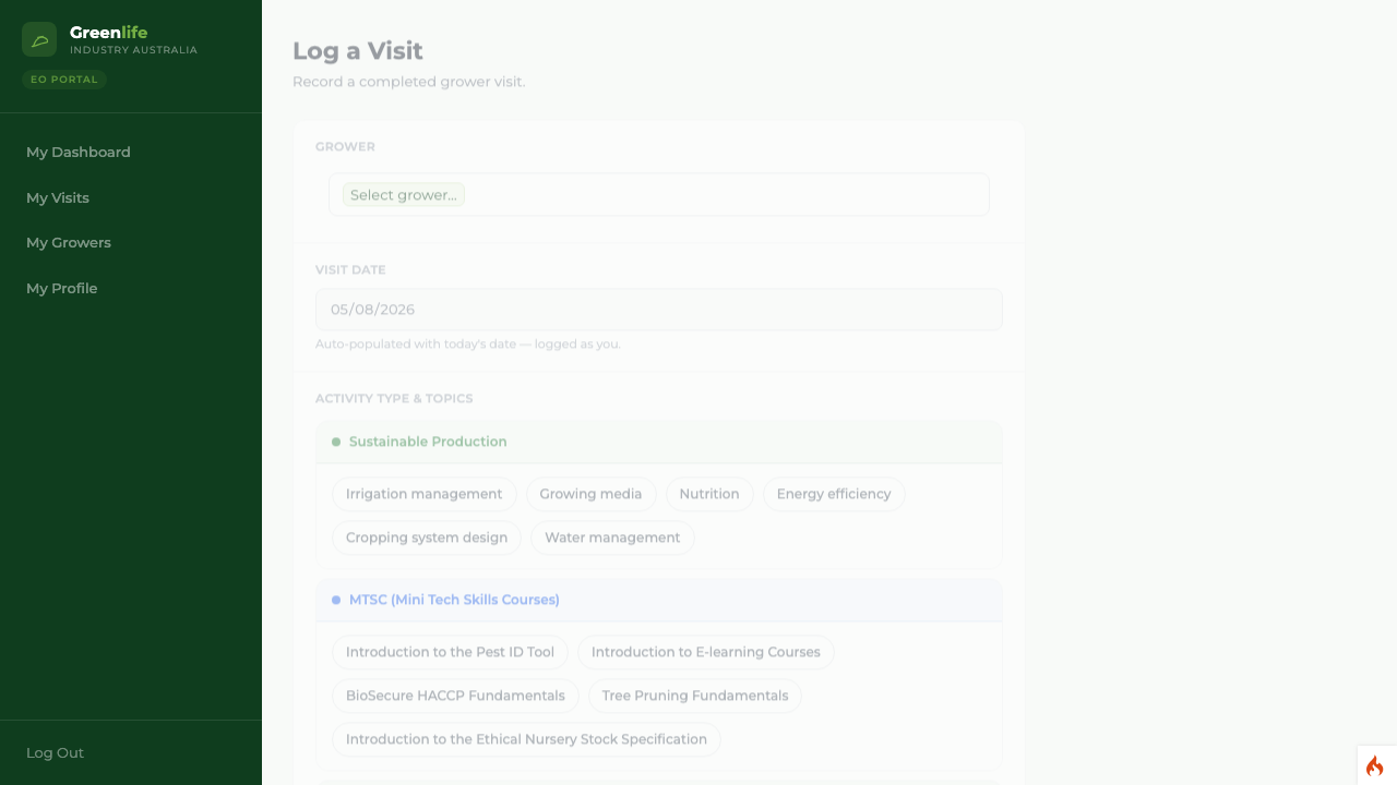 Log Visit form