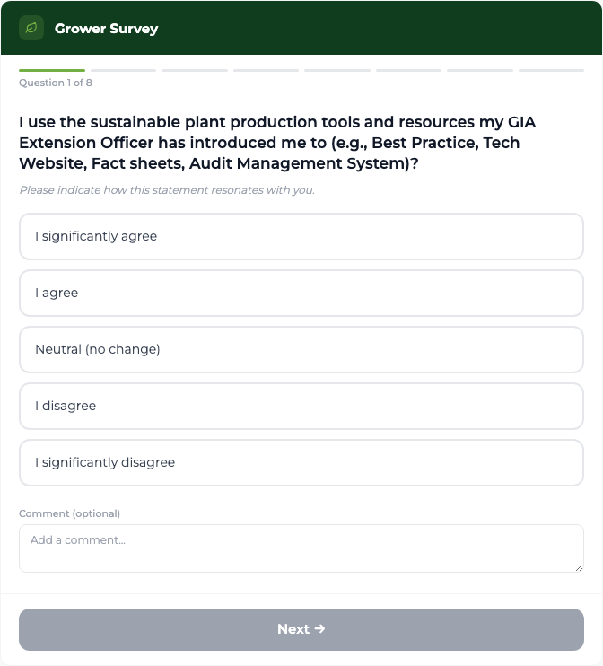 Grower survey wizard