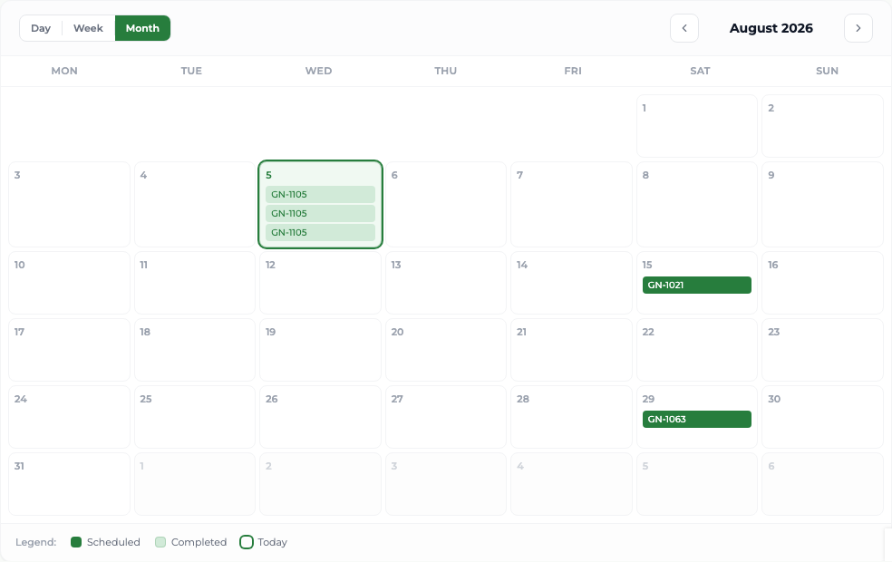 Officer visits calendar